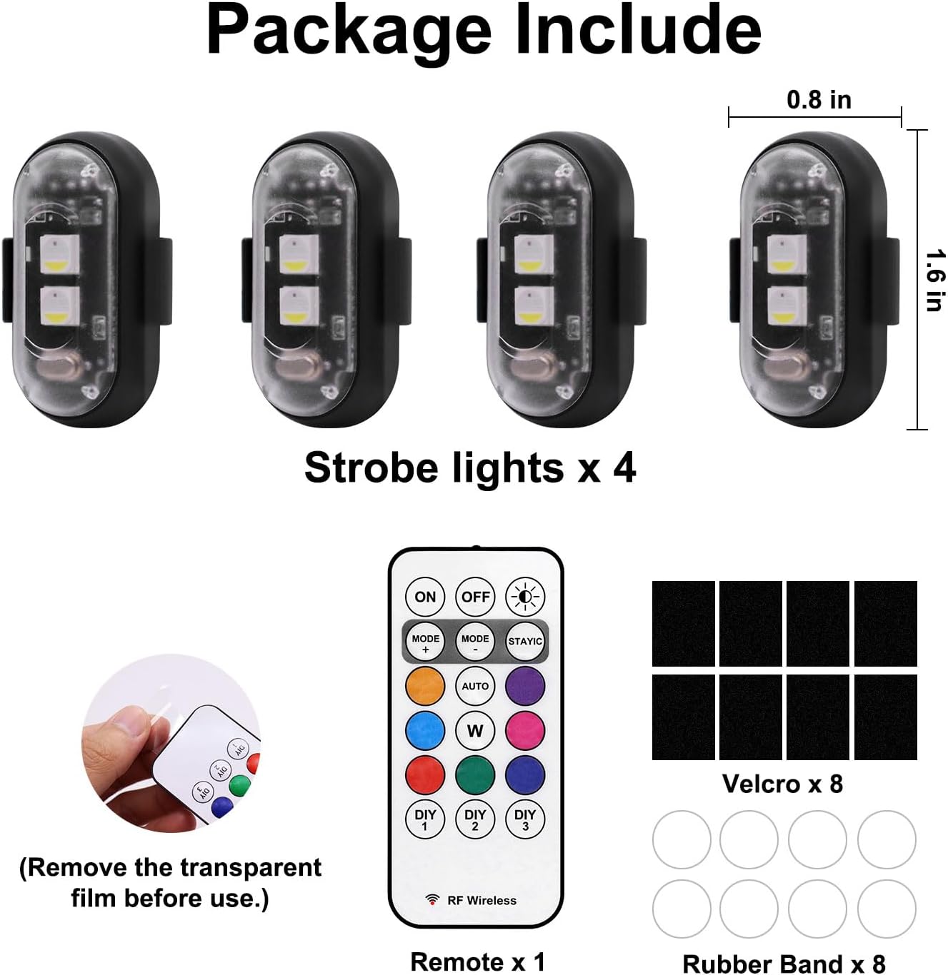 RGB LED Strobe Light Kit - Wireless Remote Multi-Mode Flashing For Night Riding Visibility & Safety Upgrade