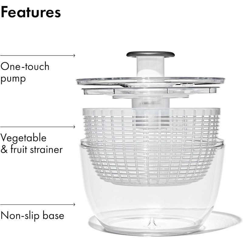 Crisp Greens in One Press - Quick-Dry Salad Spinner