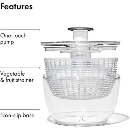 Crisp Greens in One Press - Quick-Dry Salad Spinner