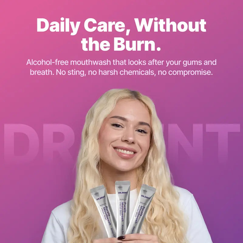 Yellow Teeth Gone In 30 Seconds With Purple Color Correcting Mouthwash