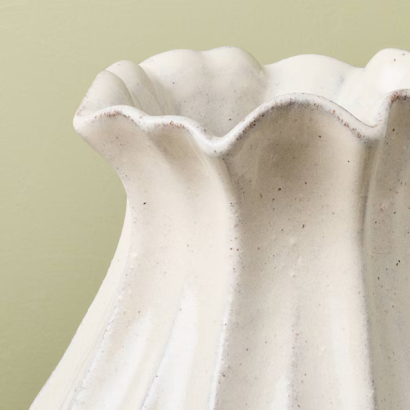 Rustic Pleated Ceramic Vase - Elegant Artisanal Stone Flower Vase for Modern Home Decor