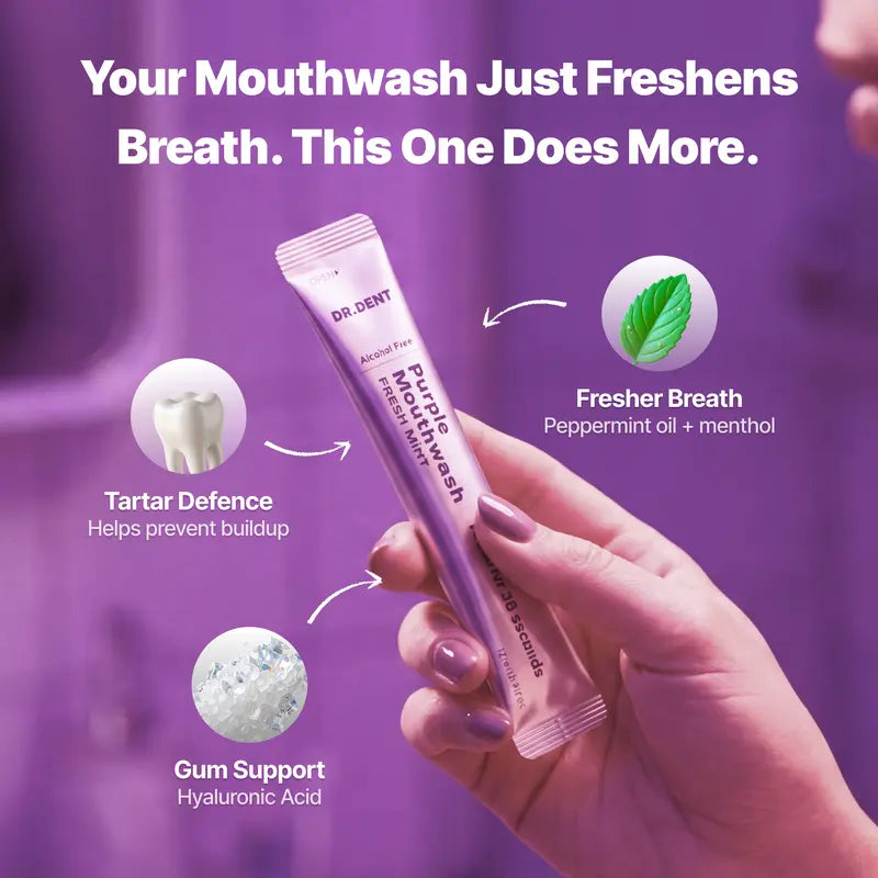 Yellow Teeth Gone In 30 Seconds With Purple Color Correcting Mouthwash