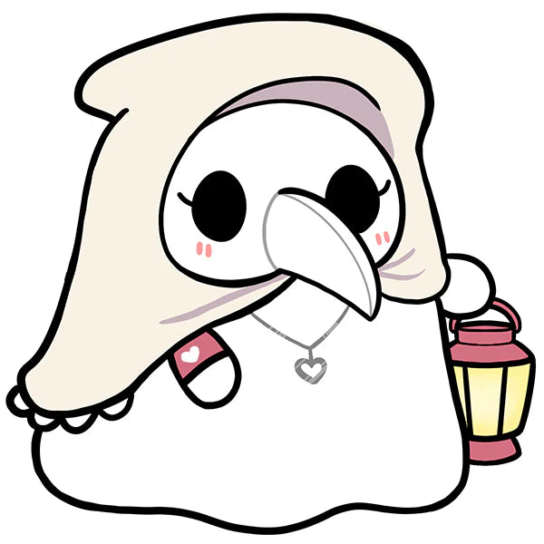 Spooky Cozy Plague Nurse Plushie with Glow-in-the-Dark Lantern