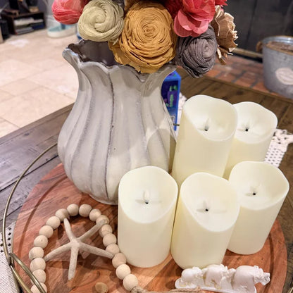 Rustic Pleated Ceramic Vase - Elegant Artisanal Stone Flower Vase for Modern Home Decor