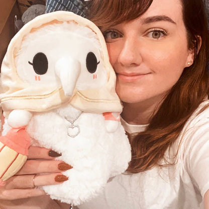 Spooky Cozy Plague Nurse Plushie with Glow-in-the-Dark Lantern