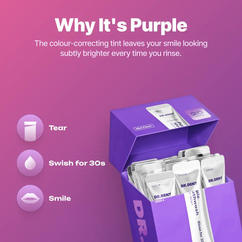Yellow Teeth Gone In 30 Seconds With Purple Color Correcting Mouthwash