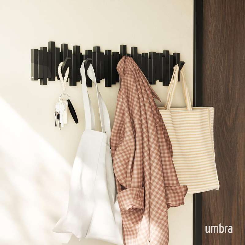 Decorative Wall-Mounted Coat Rack with Retractable Hooks