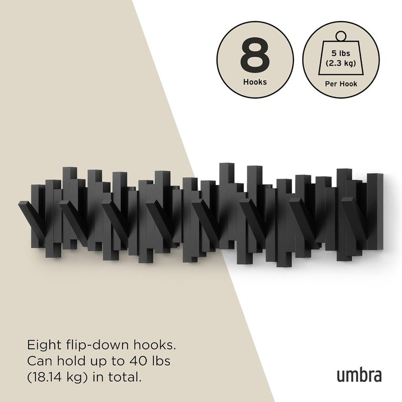 Decorative Wall-Mounted Coat Rack with Retractable Hooks