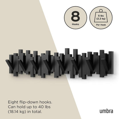 Decorative Wall-Mounted Coat Rack with Retractable Hooks
