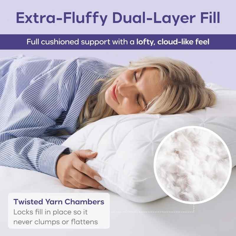 Sleep On A Cloud: Extra-Fluffy Dual-Layer Pillow That Never Goes Flat