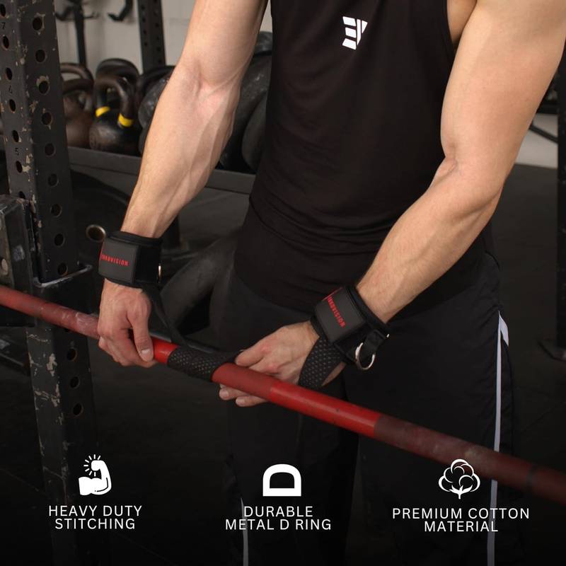 Heavy-Duty D-Ring Lifting Straps – Instant Grip Lock & Cushioned Wrist Support