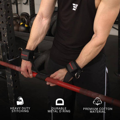 Heavy-Duty D-Ring Lifting Straps – Instant Grip Lock & Cushioned Wrist Support