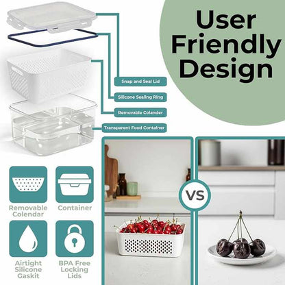 Keep Produce Fresh 3x Longer With Built-In Rinse & Strain Colanders