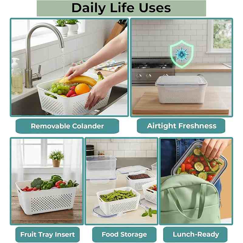 Keep Produce Fresh 3x Longer With Built-In Rinse & Strain Colanders