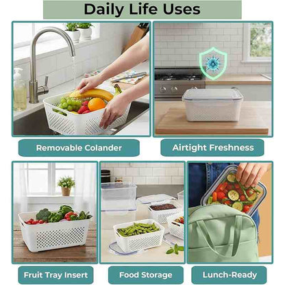 Keep Produce Fresh 3x Longer With Built-In Rinse & Strain Colanders