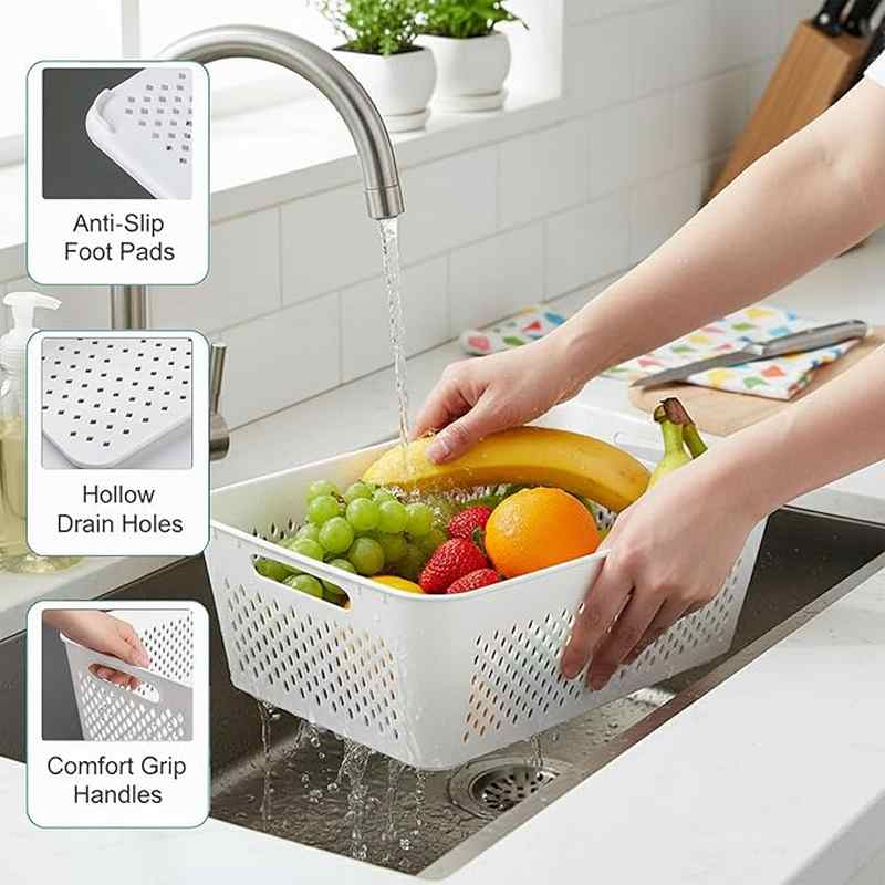 Keep Produce Fresh 3x Longer With Built-In Rinse & Strain Colanders
